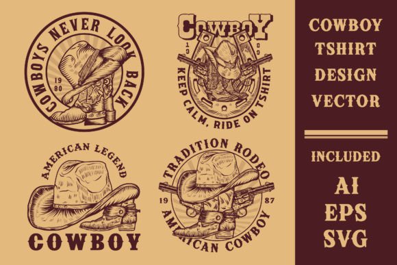 Cowboy Vintage Handdrawn Logo Design Set Review