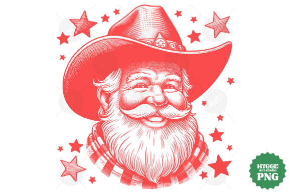 Vintage Howdy Santa Cowboy Christmas PNG Review for Embroidery Projects