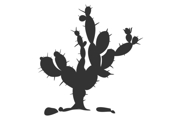 Western Desert Botany Black Silhouette